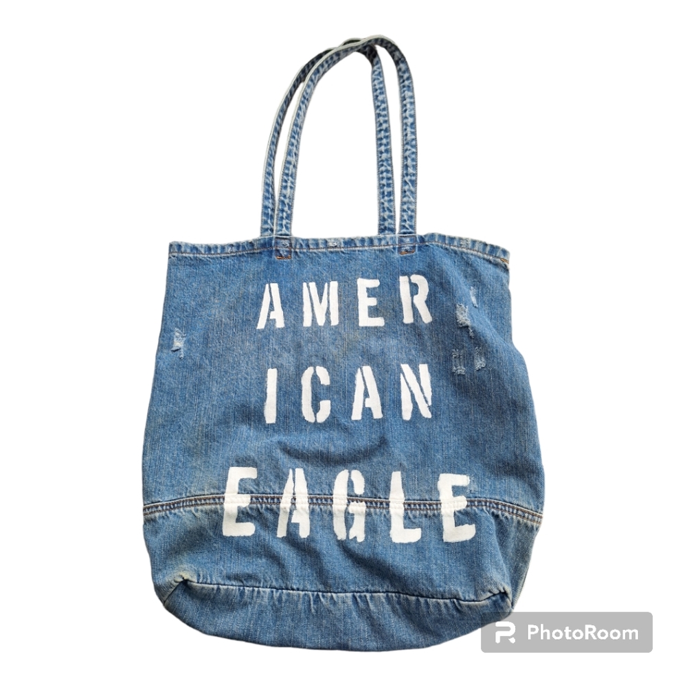 American Eagle Distressed Denim Tote Bag